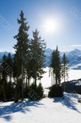 winter with ski slopes of kaprun resort