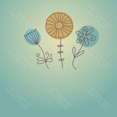 Vintage card with hand drawn flowers
