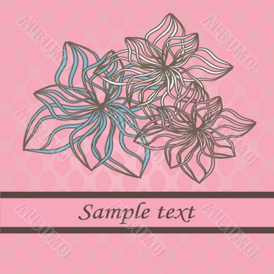 Vintage card with hand drawn flowers