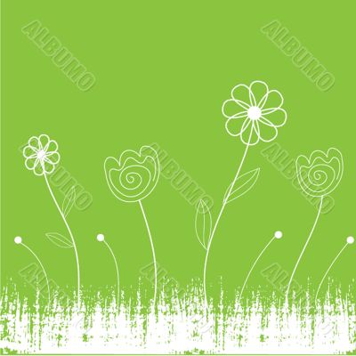 Vintage card with hand drawn flowers