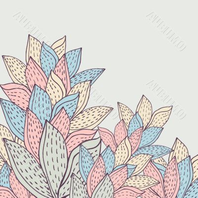 Vintage card with hand drawn flowers