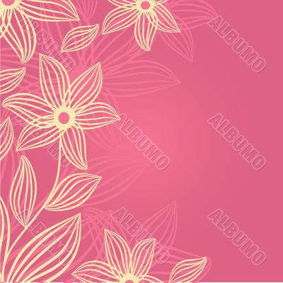 Vintage card with hand drawn flowers