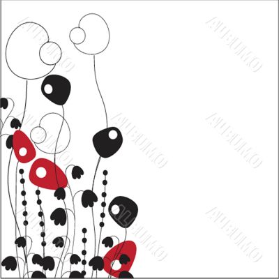 Vintage card with hand drawn flowers