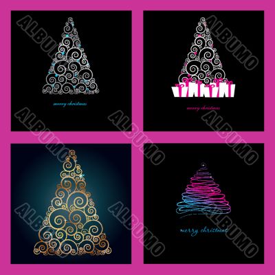 Set off Christmas card with holiday elements. Set off Christmas card with holiday elements.