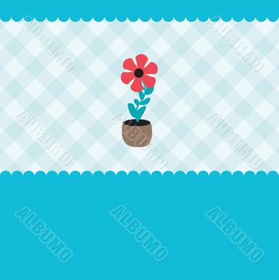 Vector illustration of growing plant  flower in pot.