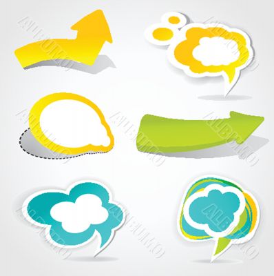 Speech cloud bubble. Green vector background