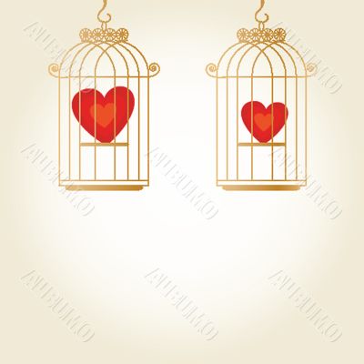 Heart in cage - vector