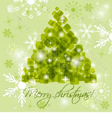 Christmas background with Christmas tree, vector illustration.