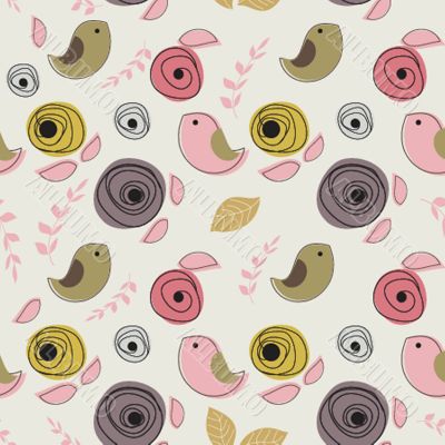 Vintage seamless background with birds