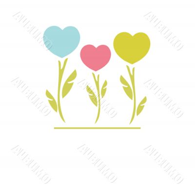 Greetings card with floral hearts Greetings card with floral hearts