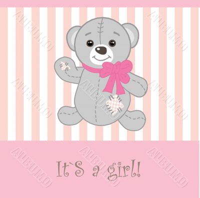 Vintage baby girl arrival announcement card.