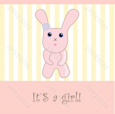 Vintage baby girl arrival announcement card.