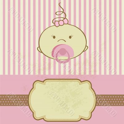 Vintage baby girl arrival announcement card.