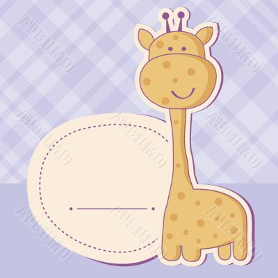 Baby girl shower card with cute giraffe