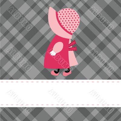 Vintage baby girl arrival announcement card.