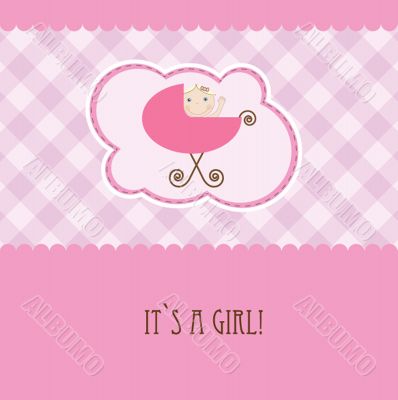 Vintage baby girl arrival announcement card.