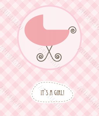 Vintage baby girl arrival announcement card.