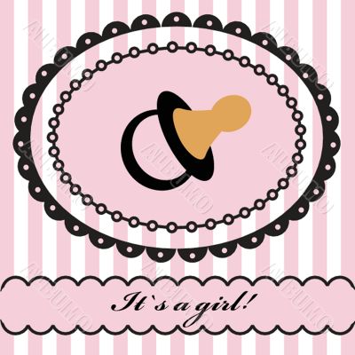 Vintage baby girl arrival announcement card.