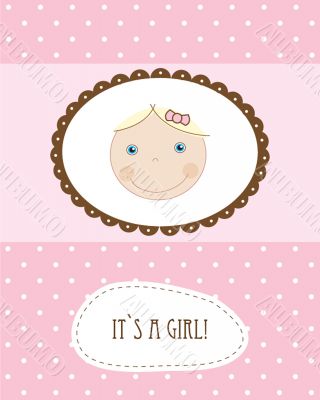 Vintage baby girl arrival announcement card.