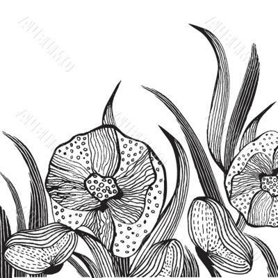 Vintage card with hand drawn flowers Vintage card with hand drawn flowers