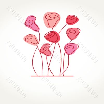 Vintage card with hand drawn flowers