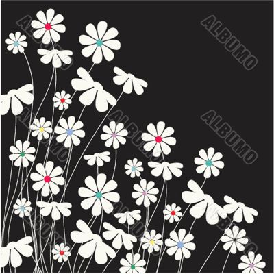 Vintage card with hand drawn flowers