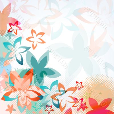 Vintage card with hand drawn flowers