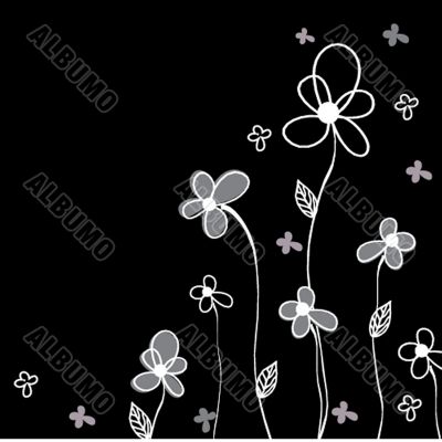 Vintage card with hand drawn flowers
