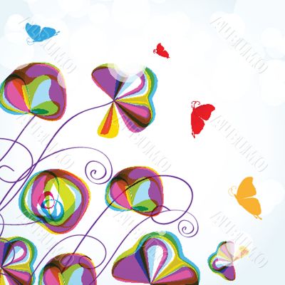Floral card with butterflies