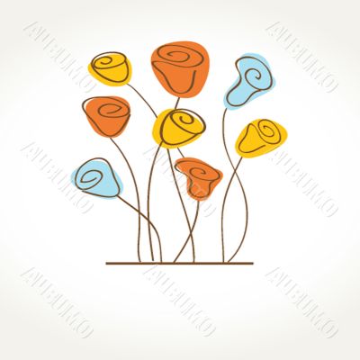 Vintage card with hand drawn flowers