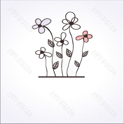 Vintage card with hand drawn flowers