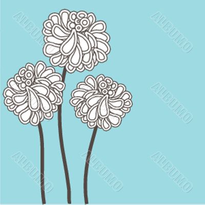 Vintage card with hand drawn flowers