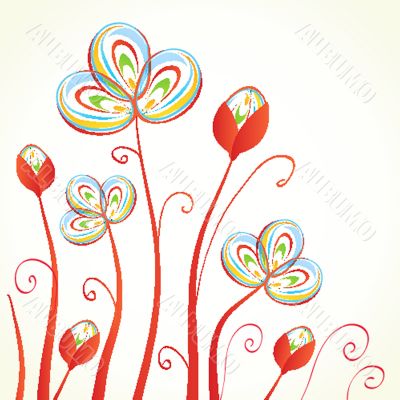 Vintage card with hand drawn flowers
