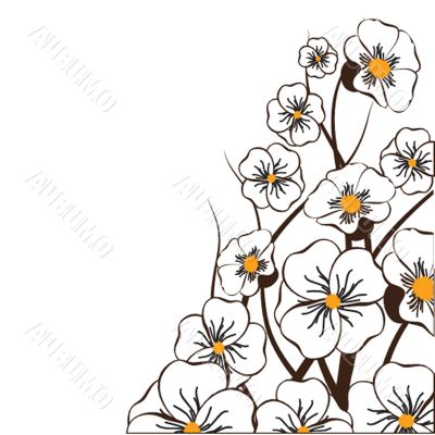 Vintage card with hand drawn flowers