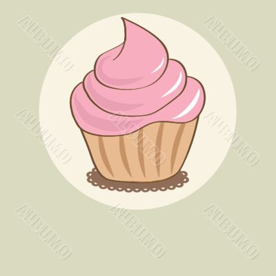 Cute vector background with small cupcake