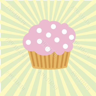 Cute vector background with small cupcake