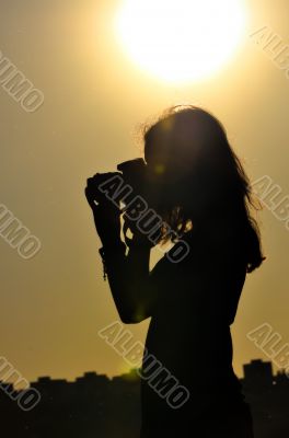 silhouette of girl in shooting time