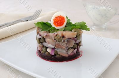 Herring tartare with capers and sour cream