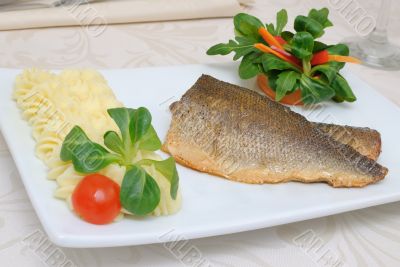 Baked fillet of sea bass