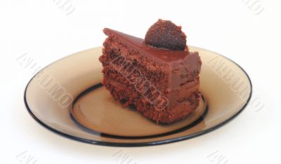 piece of cake on a dark dish