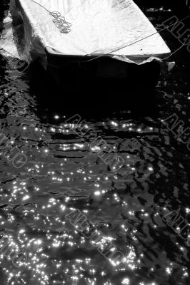 Rowing boat in the sparkling water