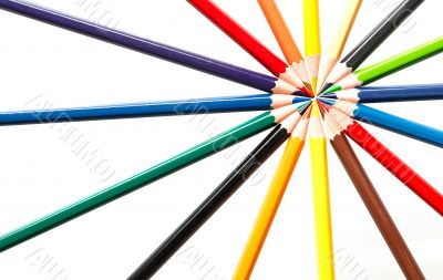 Colour pencils isolated on white background 