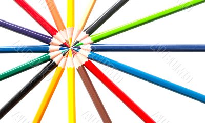 Colour pencils isolated on white background 