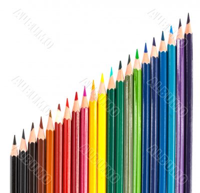 Colour pencils isolated on white background 