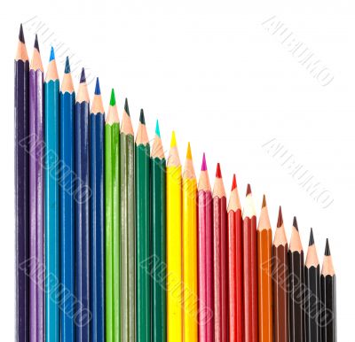 Colour pencils isolated on white background 