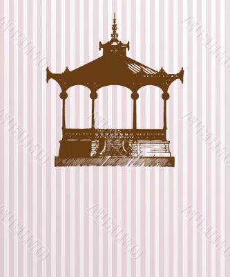 Vintage card with old pavilion.