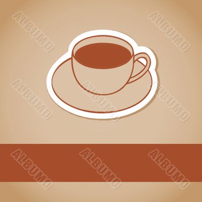 warm cup of coffee on brown background