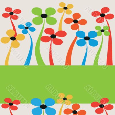 Vintage card with hand drawn flowers