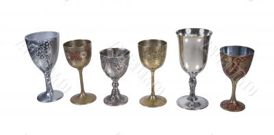 Several Antique Detailed Goblets
