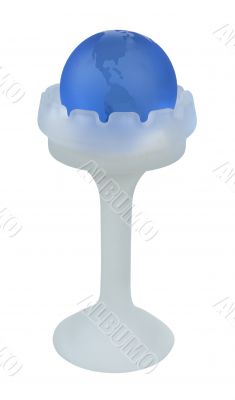 Blue Crystal Globe in a Glass Holder
